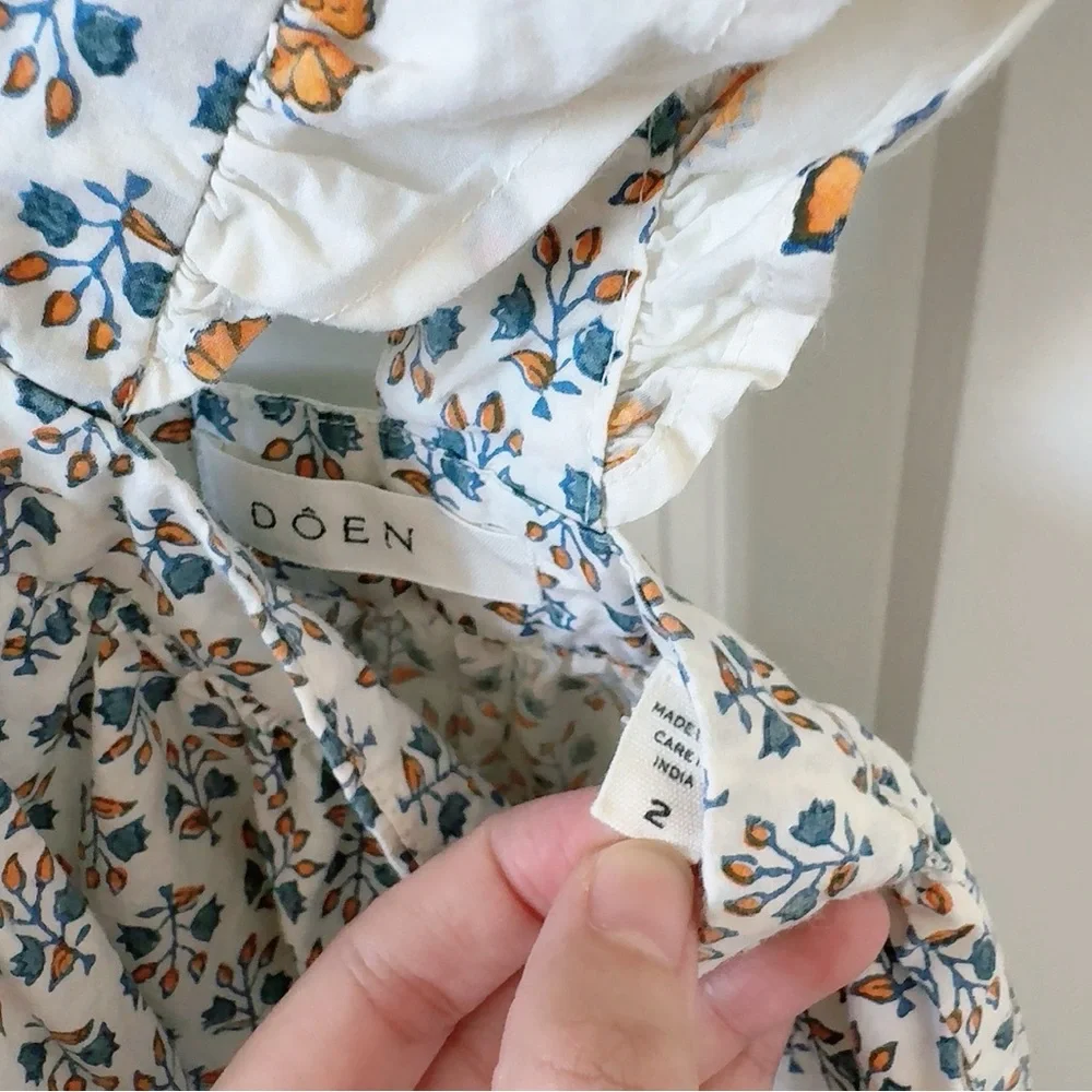 Doen White and Blue Floral Kids Dress - Picture 5 of 6
